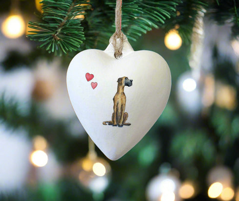 Great Dane Ceramic Heart Bauble